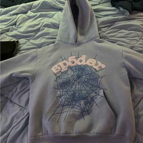 Spyder Blue Hoodie with Web Design